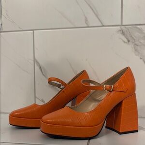 Orange Platform Mary Jane Shoes